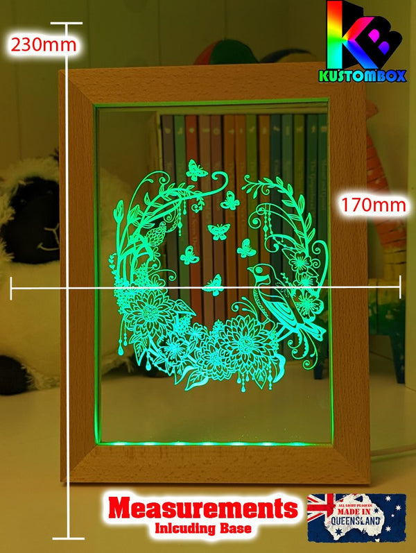 Beautiful Bird in Nest Picture Timber Frame USB 3D LED Night Light Lamp - KustomboxNight Lights & Ambient LightingKustomboxTimber Frame Light