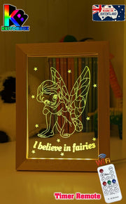 Believe in Fairies Personalised Name Timber Picture Frame USB 3D LED Night Light Lamp - KustomboxNight Lights & Ambient LightingKustomboxTimber Frame Light