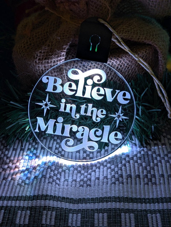 Believe in the Miracle Christmas Tree Bauble 3d LED Light Decoration - KustomboxNight Lights & Ambient LightingKustomboxBauble - Standard Size