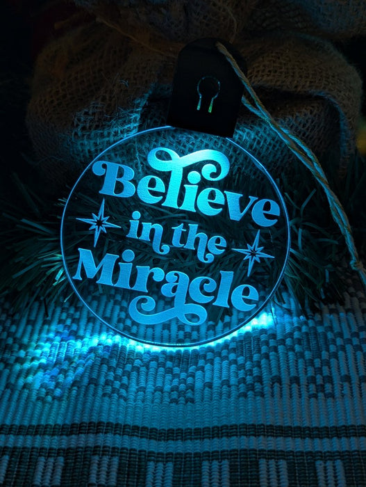 Believe in the Miracle Christmas Tree Bauble 3d LED Light Decoration - KustomboxNight Lights & Ambient LightingKustomboxBauble - Standard Size