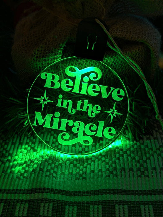 Believe in the Miracle Christmas Tree Bauble 3d LED Light Decoration - KustomboxNight Lights & Ambient LightingKustomboxBauble - Standard Size