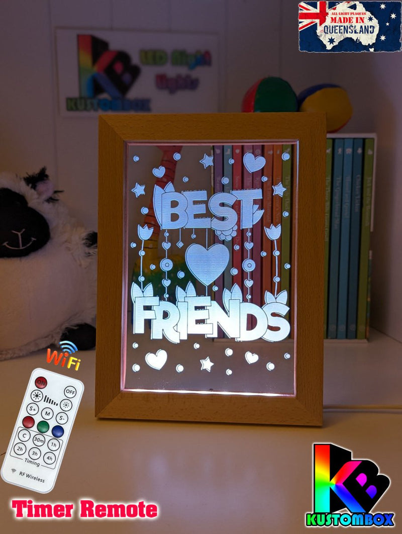 Best Friends Motivational Quote Timber Frame USB 3D LED Night Light Lamp - KustomboxNight Lights & Ambient LightingKustomboxTimber Frame Light