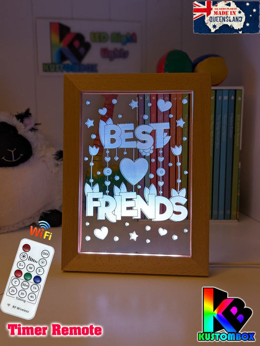 Best Friends Motivational Quote Timber Frame USB 3D LED Night Light Lamp - KustomboxNight Lights & Ambient LightingKustomboxTimber Frame Light