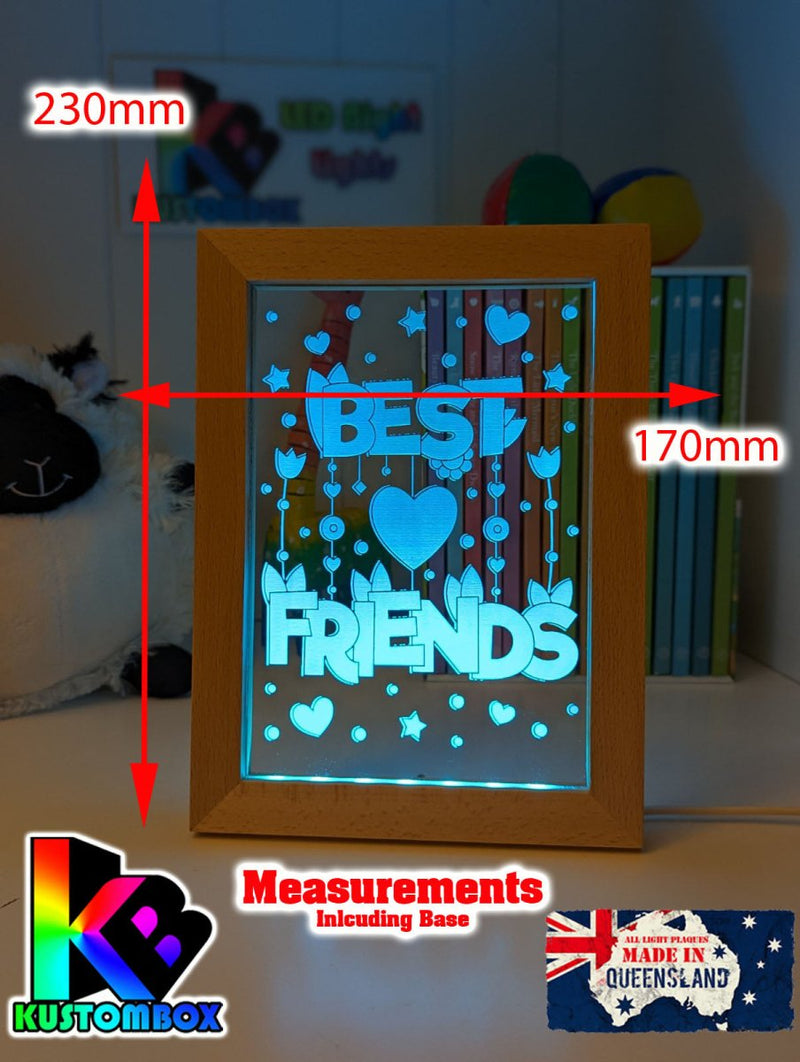 Best Friends Motivational Quote Timber Frame USB 3D LED Night Light Lamp - KustomboxNight Lights & Ambient LightingKustomboxTimber Frame Light