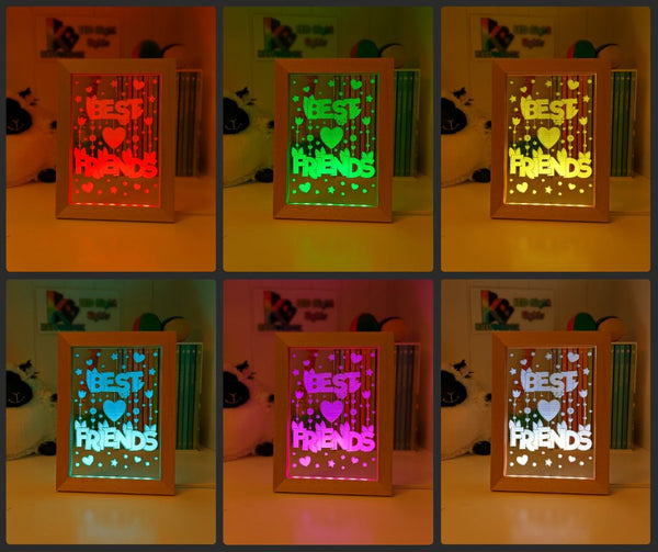 Best Friends Motivational Quote Timber Frame USB 3D LED Night Light Lamp - KustomboxNight Lights & Ambient LightingKustomboxTimber Frame Light