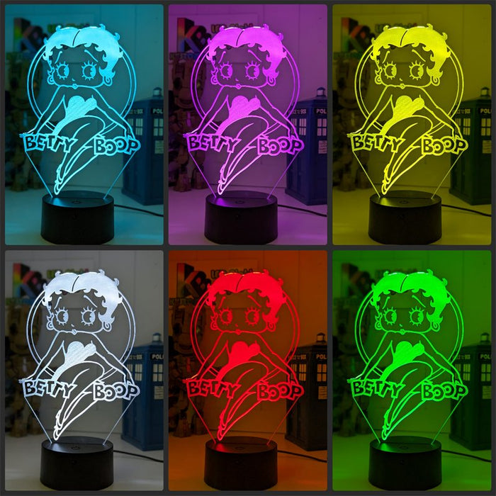 Betty boop Cartoon Character 3D LED Night Light Lamp - KustomboxNight Lights & Ambient LightingKustomboxStandard Size