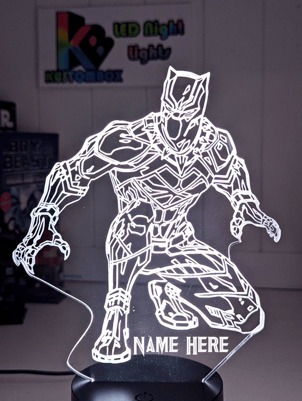 Black Panther 3D LED Night Light Lamp Childrens Room - KustomboxNight Lights & Ambient LightingKustomboxStandard Size