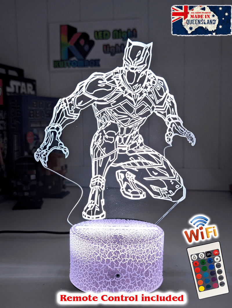 Black Panther 3D LED Night Light Lamp Childrens Room - KustomboxNight Lights & Ambient LightingKustomboxStandard Size
