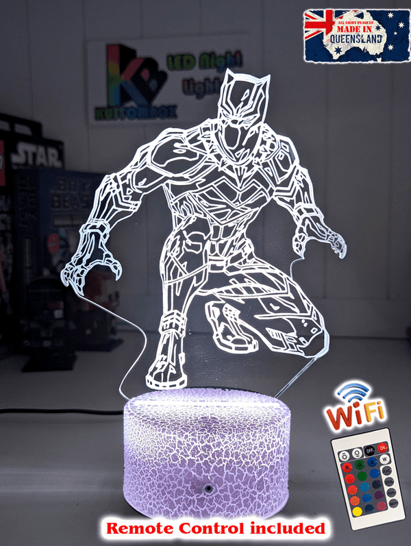 Black Panther 3D LED Night Light Lamp Childrens Room - KustomboxNight Lights & Ambient LightingKustomboxStandard Size