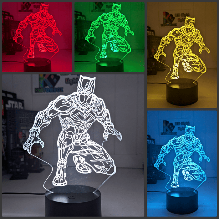 Black Panther 3D LED Night Light Lamp Childrens Room - KustomboxNight Lights & Ambient LightingKustomboxStandard Size