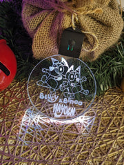 Bluey & Bingo Personalised Christmas Tree Bauble 3D LED Light Up Hanging Decoration - KustomboxNight Lights & Ambient LightingKustomboxBauble Personalised