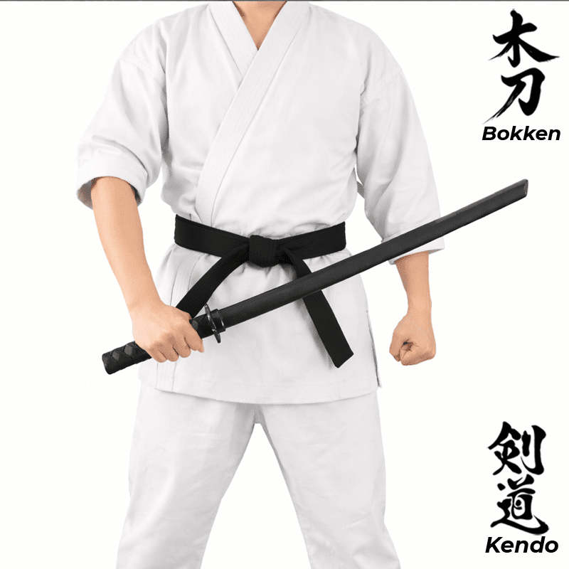 Bokken BLACK & Plain Timber 80cm Wooden Daito Kendo Samurai Katana Training Sword x 2 + Stand - Kustomboxwooden training swordKustombox2 x Back and Plain Sword