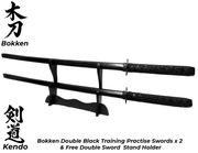 Bokken BLACK x 2 Wooden Daito Kendo Samurai Katana Training Sword+ Stand - Kustomboxwooden training swordKustombox2 x Combo Set Training Swords