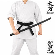 Bokken Double Pack 80cm Wooden Kendo Training Swords with Free Stand - Kustomboxwooden training swordKustombox2 x Black and Plain Sword