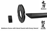 Bokken Double Pack 80cm Wooden Kendo Training Swords with Free Stand - Kustomboxwooden training swordKustombox2 x Black and Plain Sword