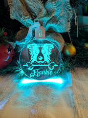 Border Collie Dog Personalised Name Christmas Light Bauble Decoration - KustomboxNight Lights & Ambient LightingKustomboxBauble - Standard Size