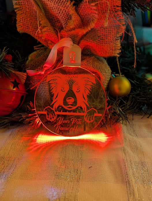 Border Collie Dog Personalised Name Christmas Light Bauble Decoration - KustomboxNight Lights & Ambient LightingKustomboxBauble - Standard Size