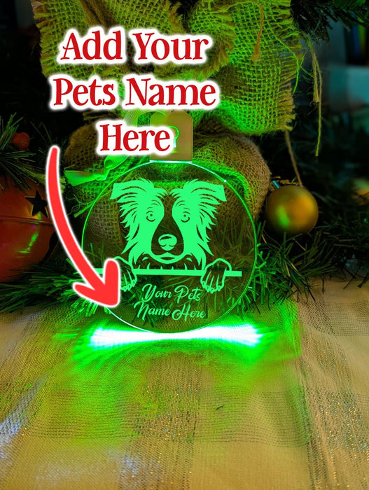Border Collie Dog Personalised Name Christmas Light Bauble Decoration - KustomboxNight Lights & Ambient LightingKustomboxBauble - Standard Size