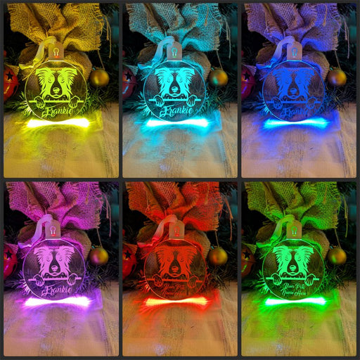 Border Collie Dog Personalised Name Christmas Light Bauble Decoration - KustomboxNight Lights & Ambient LightingKustomboxBauble - Standard Size
