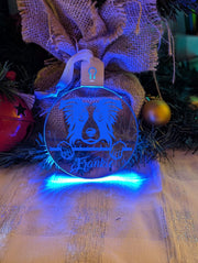 Border Collie Dog Personalised Name Christmas Light Bauble Decoration - KustomboxNight Lights & Ambient LightingKustomboxBauble - Standard Size