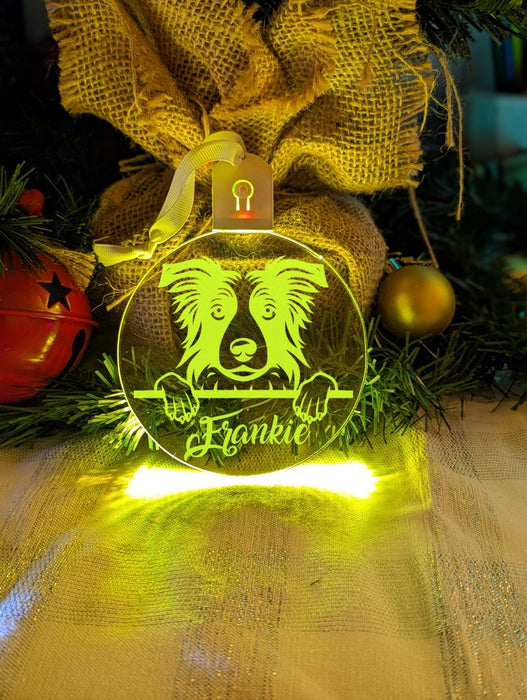 Border Collie Dog Personalised Name Christmas Light Bauble Decoration - KustomboxNight Lights & Ambient LightingKustomboxBauble - Standard Size
