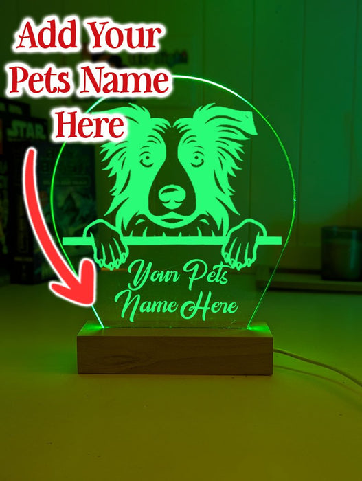 Border Collie Pet Personalised Name 3D LED Room Light Decor - KustomboxNight Lights & Ambient LightingKustomboxStandard Size