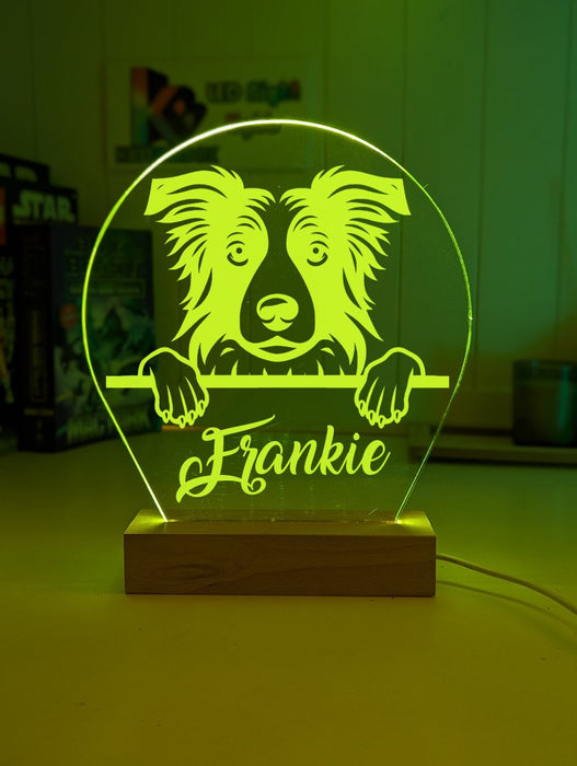 Border Collie Pet Personalised Name 3D LED Room Light Decor - KustomboxNight Lights & Ambient LightingKustomboxStandard Size