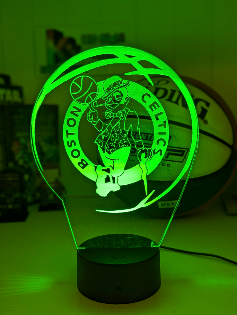 Boston Celtics Personalised 3D LED Night Light Custom Name Basketball Lamp - KustomboxNight Lights & Ambient LightingKustomboxStandard Size - No Name