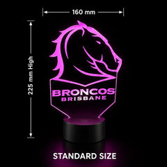 Brisbane Broncos Personalised 3D LED Night Light Lamp - KustomboxNight Lights & Ambient LightingKustomboxLarge SizeBlack 16 Colours + Remote