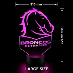 Brisbane Broncos Personalised 3D LED Night Light Lamp - KustomboxNight Lights & Ambient LightingKustomboxLarge SizeBlack 16 Colours + Remote