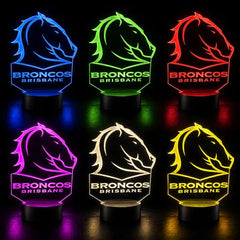 Brisbane Broncos Personalised 3D LED Night Light Lamp - KustomboxNight Lights & Ambient LightingKustomboxStandard Size + Name in Matching Team StyleBlack 16 Colours + Remote