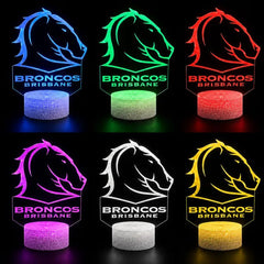Brisbane Broncos Personalised 3D LED Night Light Lamp - KustomboxNight Lights & Ambient LightingKustomboxStandard Size + Name in Matching Team StyleBlack 16 Colours + Remote