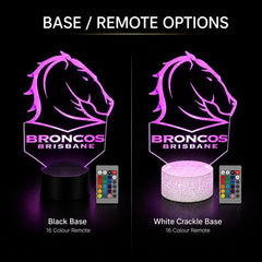 Brisbane Broncos Personalised 3D LED Night Light Lamp - KustomboxNight Lights & Ambient LightingKustomboxStandard Size + Name in Matching Team StyleBlack 16 Colours + Remote