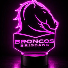 Brisbane Broncos Personalised 3D LED Night Light Lamp - KustomboxNight Lights & Ambient LightingKustomboxStandard SizeBlack 16 Colours + Remote