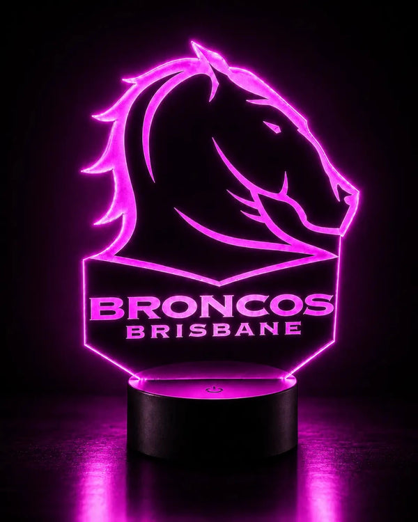 Brisbane Broncos Personalised 3D LED Night Light Lamp - KustomboxNight Lights & Ambient LightingKustomboxStandard SizeBlack 16 Colours + Remote