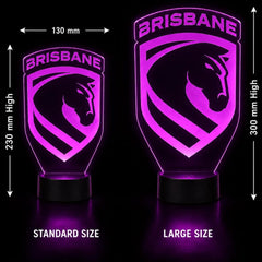 Brisbane Broncos Personalised 3D LED Night Light - KustomboxNight Lights & Ambient LightingKustomboxStandard Size + Name in Matching Team StyleBlack 16 Colours + Remote