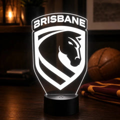 Brisbane Broncos Personalised 3D LED Night Light - KustomboxNight Lights & Ambient LightingKustomboxStandard Size + Name in Matching Team StyleBlack 16 Colours + Remote