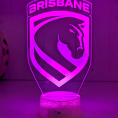 Brisbane Broncos Personalised 3D LED Night Light - KustomboxNight Lights & Ambient LightingKustomboxStandard Size + Name in Matching Team StyleBlack 16 Colours + Remote