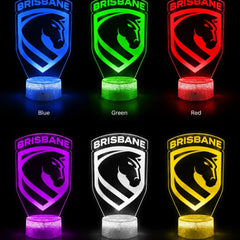 Brisbane Broncos Personalised 3D LED Night Light - KustomboxNight Lights & Ambient LightingKustomboxStandard Size + Name in Matching Team StyleBlack 16 Colours + Remote