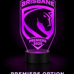 Brisbane Broncos Personalised 3D LED Night Light - KustomboxNight Lights & Ambient LightingKustomboxStandard Size + Name in Matching Team StyleBlack 16 Colours + Remote