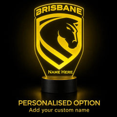 Brisbane Broncos Personalised 3D LED Night Light - KustomboxNight Lights & Ambient LightingKustomboxStandard Size + NameBlack 16 Colours + Remote