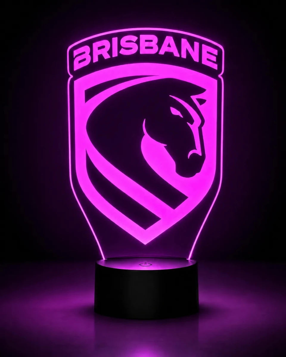 Brisbane Broncos Personalised 3D LED Night Light - KustomboxNight Lights & Ambient LightingKustomboxStandard SizeBlack 16 Colours + Remote