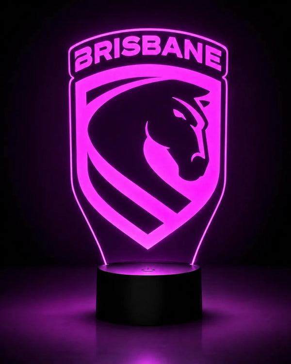 Brisbane Broncos Personalised 3D LED Night Light - KustomboxNight Lights & Ambient LightingKustomboxStandard SizeBlack 16 Colours + Remote