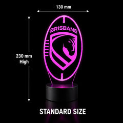 Brisbane Broncos Personalised Ball Shaped Lamp - KustomboxNight Lights & Ambient LightingKustomboxLarge SizeBlack 16 Colours + Remote