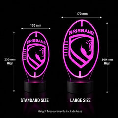Brisbane Broncos Personalised Ball Shaped Lamp - KustomboxNight Lights & Ambient LightingKustomboxStandard Size + Name in Matching Team StyleBlack 16 Colours + Remote