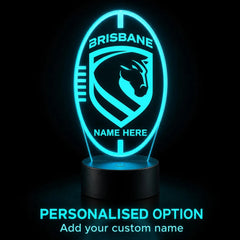 Brisbane Broncos Personalised Ball Shaped Lamp - KustomboxNight Lights & Ambient LightingKustomboxStandard Size + NameBlack 16 Colours + Remote