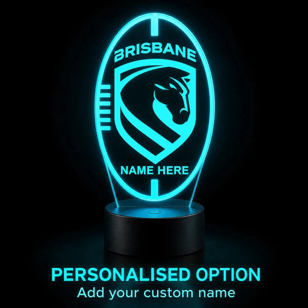 Brisbane Broncos Personalised Ball Shaped Lamp - KustomboxNight Lights & Ambient LightingKustomboxStandard Size + NameBlack 16 Colours + Remote