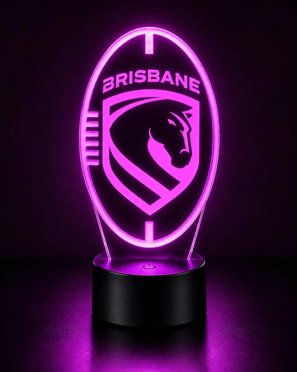 Brisbane Broncos Personalised Ball Shaped Lamp - KustomboxNight Lights & Ambient LightingKustomboxStandard SizeBlack 16 Colours + Remote