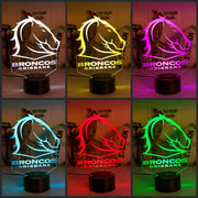 Brisbane Broncos custom 3D LED lamp with name engraving and colour-changing effects collage 