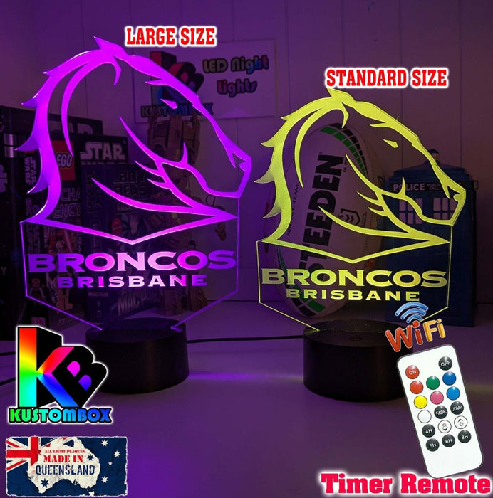 Brisbane Broncos Rugby League LED Night Light Lamp - KustomboxFootballKustomboxStandard Size